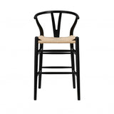 Natural And Black Solid Wood Counter Height Bar Chair