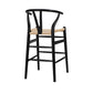 Natural And Black Solid Wood Counter Height Bar Chair