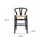 26" Natural And Black Rush And Solid Wood Counter Height Bar Chair