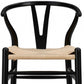 26" Natural And Black Rush And Solid Wood Counter Height Bar Chair