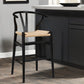 Natural And Black Solid Wood Counter Height Bar Chair