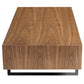 47" Brown and Black Wood And Metal Sled Coffee Table With Two Shelves