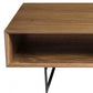 47" Brown and Black Wood And Metal Sled Coffee Table With Two Shelves
