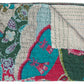 50" X 70" Green and Pink Kantha Cotton Abstract Throw Blanket with Embroidery