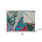 50" X 70" Green and Pink Kantha Cotton Abstract Throw Blanket with Embroidery