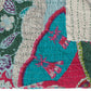 50" X 70" Green and Pink Kantha Cotton Abstract Throw Blanket with Embroidery