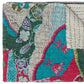 50" X 70" Green and Pink Kantha Cotton Abstract Throw Blanket with Embroidery