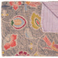 50" X 70" Pink and Ivory Kantha Cotton Floral Throw Blanket with Embroidery
