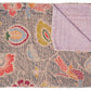 50" X 70" Pink and Ivory Kantha Cotton Floral Throw Blanket with Embroidery