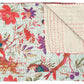 50" X 70" Gray and Pink Kantha Cotton Floral Throw Blanket with Embroidery