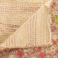 50" X 70" Orange Blue and Yellow Cotton Kantha Patchwork with Embroidery