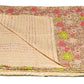50" X 70" Orange Blue and Yellow Cotton Kantha Patchwork with Embroidery