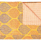 50" X 70" Orange Blue and Yellow Cotton Kantha Patchwork with Embroidery