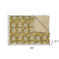 50" X 70" Yellow and Gray Kantha Cotton Floral Throw Blanket