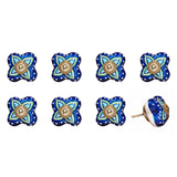 Set of Eight Blue And Green Floral Ceramic Drawer Pull Knobs