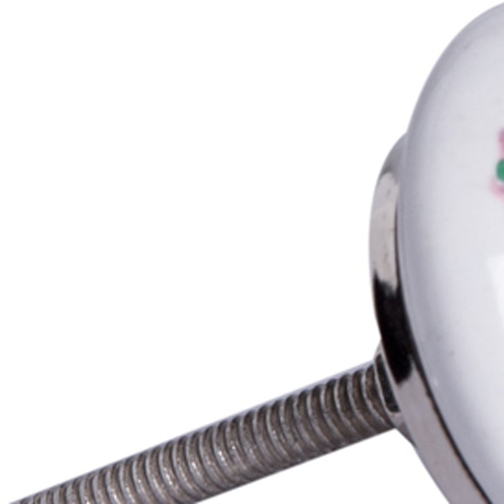 Set of Twelve Pink White And Green Floral Ceramic Drawer Pull Knobs