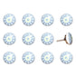Set of Twelve White And Light Blue Metal And Ceramic Drawer Pull Knobs
