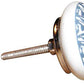Set of Twelve White And Light Blue Metal And Ceramic Drawer Pull Knobs