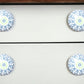 Set of Twelve White And Light Blue Metal And Ceramic Drawer Pull Knobs