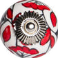 Set of Twelve Red And White Ceramic Drawer Pull Knobs