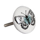 Set of Twelve Black And White Botanical Ceramic Drawer Pull Knobs