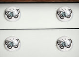 Set of Twelve Black And White Botanical Ceramic Drawer Pull Knobs
