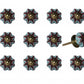 1.5" X 1.5" X 1.5" Ceramic Metal Multicolor 12 Pack Knob