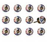 Set of Twelve Blue And White Floral Ceramic Drawer Pull Knobs