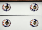 Set of Twelve Blue And White Floral Ceramic Drawer Pull Knobs