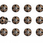 Set of Twelve Brown And Black Geometric Ceramic Drawer Pull Knobs