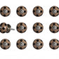 Set of Twelve Brown And Black Geometric Ceramic Drawer Pull Knobs
