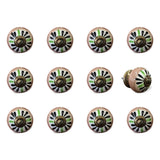 Set of Twelve Black And White Floral Ceramic Drawer Pull Knobs