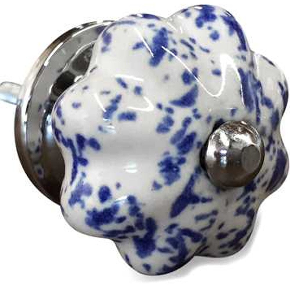 Set of Twelve Blue And White Ceramic Drawer Pull Knobs