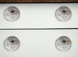 Set of Twelve Beige And White Floral Ceramic Drawer Pull Knobs