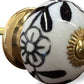 Set of Twelve Black And White Ceramic Drawer Pull Knobs