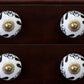 Set of Twelve Black And White Ceramic Drawer Pull Knobs
