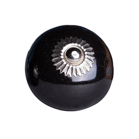 Set of Eight Black And Silver Ceramic Drawer Pull Knobs