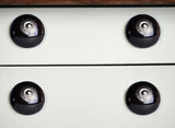 Set of Eight Black And Silver Ceramic Drawer Pull Knobs