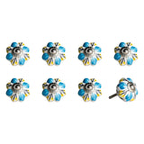 Set of Eight Blue And White Ceramic Drawer Pull Knobs