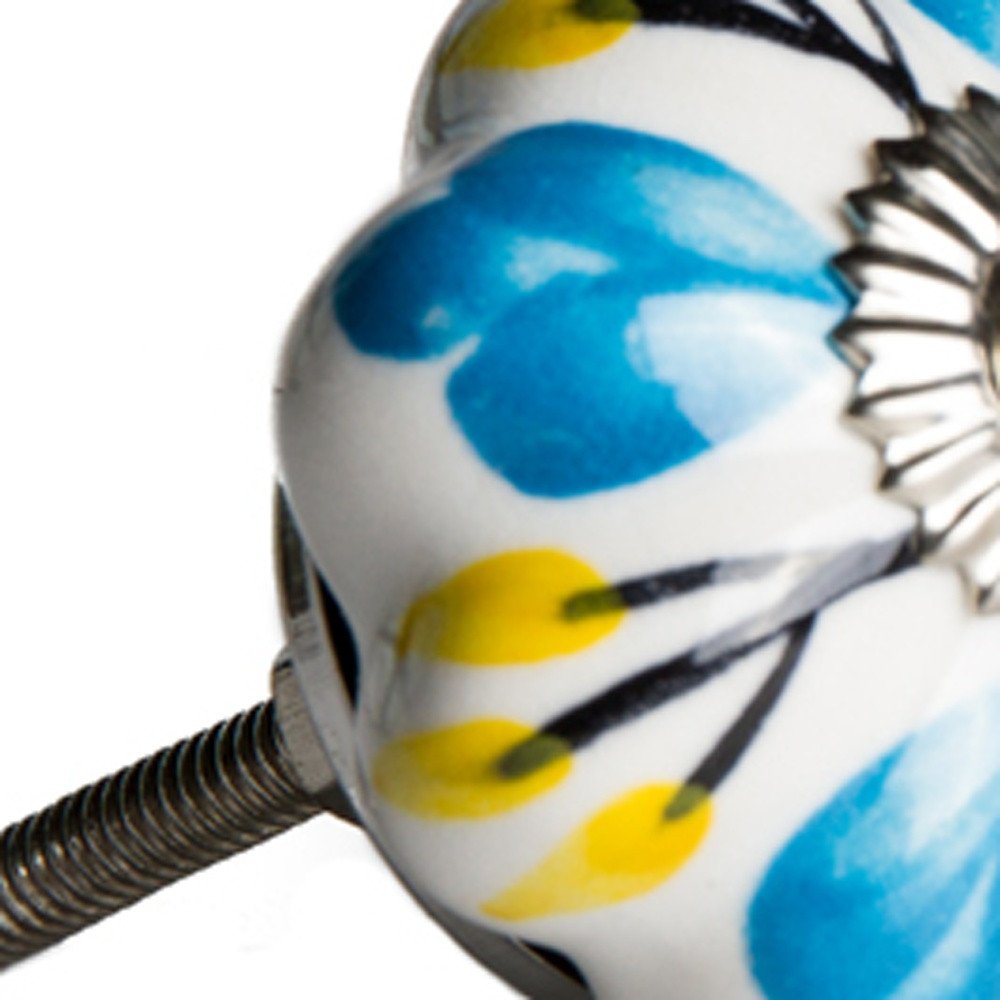 Set of Eight Blue And White Ceramic Drawer Pull Knobs
