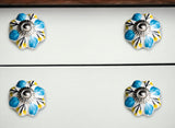 Set of Eight Blue And White Ceramic Drawer Pull Knobs