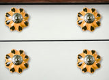 Set of Eight Yellow And Green Novelty Knob Ceramic Drawer Pull Knobs