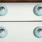 Set of Eight Turquoise And White Geometric Ceramic Drawer Pull Knobs