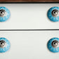 Set of Eight Aqua And White Floral Ceramic Drawer Pull Knobs