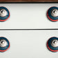 Set of Eight Navy Blue And Red Geometric Ceramic Drawer Pull Knobs