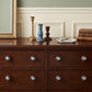 Set of Eight Navy Blue And Red Geometric Ceramic Drawer Pull Knobs