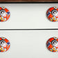 Set of Eight Orange And White Floral Ceramic Drawer Pull Knobs
