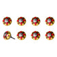 Set of Eight Red And Yellow Floral Ceramic Drawer Pull Knobs