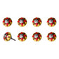 Set of Eight Red And Yellow Floral Ceramic Drawer Pull Knobs