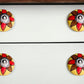 Set of Eight Red And Yellow Floral Ceramic Drawer Pull Knobs